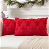 Artscope 2 Pezzi Natalizio Federe in Lana Corta Velluto Copricuscini Morbido Decorativo Fodere per Cuscino Lusso Stile per Divano Camera da Letto Angelo Rosso 40x60 cm