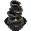 COSTWAY Fontana Zen da Interno, Fontana da Tavolo a Cascata con Luce LED, Pompa Silenziosa e Velocità dell'Acqua Regolabile, Fontanella Decorativa per Soggiorno, Ufficio e Camera da Letto (Modello 1)