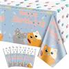 QUERICKY 4 Pack Tovaglie di Buon Compleanno a Tema Gatto, 220x130cm Copritavolo Rettangolo per Decorazioni e Forniture per Feste di Bambini