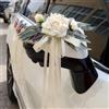 Wvu & Wvo 2 pezzi decorazione per auto da matrimonio, fiocchi per auto, fiori artificiali vintage con ventose per specchietto retrovisore auto (bianco latteo)
