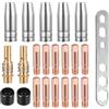 LightBeacon 22 Pezzi Accessori per Saldatrice MIG/MAG, Set di Materiali di Consumo Saldatori, 5 Ugelli per Gas, 12 Ugelli per Poveri, M6 0,8 mm, 2 Manici per Ugello, 2 Isolatori, 1 Chiave Inglese