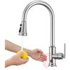 YUANNY Rubinetto Lavello Cucina con Sensore Touchless, Miscelatore Cucina con Doccetta Estraibile Rubinetti ad Infrarossi Automatico, Acciaio Inox Ad Alta Pressione orientabile a 360° Monocomando