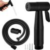 Musiook 1 set doccia per bidet in acciaio inox, doccia musulmana per WC, doccetta portatile per WC, spruzzatore portatile con tubo da 1,5 m e adattatore valvola, igiene personale e pulizia (nero)