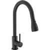 VALAZ Rubinetto Lavello Cucina con Doccetta Estraibile Nero Opaco | Miscelatore Cucina Monocomando | Pressione, Risparmio idrico, 360°, Installazione Veloce | Ottone, Acciaio Inox, Serie Eco Parana