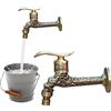 Nizirioo Vintage Rubinetto Drago Intagliato Lungo 1/2 Pollice per Acqua Fredda - Montaggio A Parete per Lavabo, Lavatrice, Bagno, Giardino, Cucina