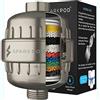 SparkPod High Output Shower Filter Capsule - Suitable for People with Sensitive and Dry Skin and Scalp, Filters Chlorine and Impurities | 1-min install (Brushed Nickel, New Formula)