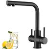 CREA Rubinetto 3 Vie Cucina, Rubinetto Osmosi Girevole a 360°, Miscelatore Cucina 3 Vie con Doppia Leva, Rubinetto Cucina Tre Vie, Nero Opaco