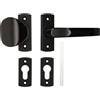KOTARBAU® Set maniglia 125 mm + pomello 65 mm con rosette per cilindro profilato, per cancelli e porte, nero