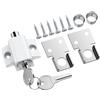 eSynic 1PZ Serratura per Porte Finestre Scorrevoli con 2 Chiavi Universali, in Metallo Resistente Corrosione, 2 Vie di Installazione, Catenaccio Limitatore di Apertura per Sicurezza Bambini - Bianco