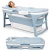 Ansobea 118x60x50cm L Vasca da Bagno Pieghevole per Adulti, Vasca Pieghevole per Adulti con Copertura, Vasca Pieghevole Mobile con Cesto per Bagno, Doccia e Balcone