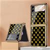 COQUE Custodia Galaxy Z Flip 3 5G, Custodia per cellulare verniciata lucida in vetro temperato 9H, Cover pieghevole per Samsung Galaxy Z Flip 3 5G-Giallo a scacchi
