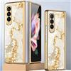 COQUE Custodia Galaxy Z Fold 4 5G,Custodia per cellulare verniciata lucida in vetro ultra sottile 9H,Cover pieghevole per Samsung Galaxy Z Fold 4 5G-Giallo oro