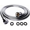 VYRNEXA - Tubo doccia flessibile da 1,5 m, in acciaio inox, anti-torsione e anti-piegatura, antiperdite, universale G1/2", cromato/argento (1.5M)