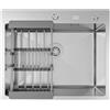 ANW HOME Lavello Cucina 1 Vasca, Lavandino Cucina in Acciaio Inox 304 con Montaggio Superiore, 60x50 cm, Argento, Finitura Nano, Spessore 3+1 mm, Profondità 22 cm, con Sifone
