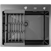 ANW HOME Lavello cucina incasso 60x50 cm Graphite PVD Nano profondità 22 cm vasca 550x400 mm acciaio inox con sifone e dispenser sapone