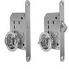 BricoShopping set MANIGLIE per PORTA interna in legno A SCOMPARSA SCORREVOLE KIT con SERRATURA ad INCASSO GANCIO chiave e nottolino cieca rotonda bocchetta acciaio (Tondo C/C, Cromo Lucido)