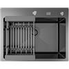 ANW HOME Lavello Cucina 1 Vasca Acciaio Inox 55x43 cm, Lavello da Incasso Senza Gocciolatoio, Grafite PVD, Rivestimento Nano, Spessore 3.0+1 mm, Profondità 22 cm, con Sifone e Dosatore Sapone