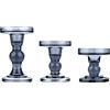 Lewondr Candelabro in Vetro Trasparente 3 Pezzi, Accessori Decorazioni Tavolo Porta Candele, Candelieri per Tavolo, Casa, Matrimoni, Feste - Blu Fumoso