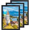 HALFLEMART 2cm 3Pcs A3 Cornice per Foto con Plexiglas HD, Cornice in Legno Nera 30x40cm, Cornice Portafoto per Pareti e Tavoli Orizzontali o Verticali per Foto, Immagini, Poster, Puzzle, Documenti, Diplomi