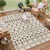 PureCozy Tappeto da Esterno Salotto 120x180cm Lavabile Antiscivolo Impermeabile Nero Beige Tapette Juta Simil Tappeti Camera da Letto Carpet Giardino Balcone Rug Area Rugs