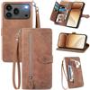 MOJIA Custodia Portafoglio per Honor 600 5G / 600 Pro 5G, Pelle PU Flip Cover per Telefono con Guscio Interno in TPU, Multifunzione Porta Carte con Cinturino Polso. Marrone