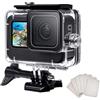 F1TP Custodia impermeabile per immersioni profonde, 196 m, Go Pro Hero 13 | Custodia subacquea da 60 m per Go Pro Hero 13/12/11/10/9 nero, clip con fibbia a sgancio rapido, foglio anti-appannamento