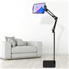 ASOUUNLD Supporto Tablet da Pavimento con Braccio Pieghevole,Supporto per Tablet e Cellulari da Pavimento - 360° Rotazione - Compatibile con Telefono/Tablet da 12 a 25 cm