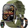 SGDDFIT Smartwatch Uomo Chiamate e Risposta Bluetooth, 1,96'' HD Orologio Fitness Sportivo Activity Fitness Tracker, Sonno ,Cardiofrequenzimetro, Notifiche Messaggi, Smart Watch per Android/iOS (Verde)