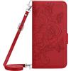 BLOTECH Cover per OPPO A96 4G, Portafoglio RFID Piccolo Portafogli con imbracatura a spalla, Antiurto in PU Pelle Flip Wallet Case, Slot per Schede, Magnetica Cover per OPPO A96 4G,Red
