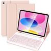 SOPPY Custodia con Tastiera Bluetooth per iPad 11a Generazione (A16) 11 Pollici 2025, 10a Gene 10,9 Pollici 2022, cover Protettiva Staccabile, con Slot per Penna Stilo, Layout Italiano, Rosa