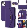 Cavor Cover Compatibile con iPhone 13 con Cordino,Flip Portafoglio Custodia Pelle,[Specchio][5 Porta Carte][Magnetico],Custodia Cover con Laccio Compatibile con iPhone 13 - Viola