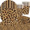 QWEPU Decorazioni Compleanno Ghepardo, Set da 61 Pezzi, Incl 20 Tazze, 20 Piatti, 20 Tovaglioli e 1 Tovaglia, Tema Leopardato, Per 20 Ospiti, Riutilizzabile (marrone)