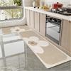 Aoojlo 2 Pezzi Tappetini da Cucina, Tappeto Cucina Antiscivolo Lavabile, Tappeti da Cucina Assorbente, Tappetino Tappeti Passatoia Cucina Corridoio Soggiorno Lavanderia Bagno Zerbino 50x80cm+50x180cm, Large