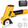 PAHTTO Cesoie elettriche Taglierina per cartone 4V, cesoie universali con display LED, taglierina rotante con lama di ricambio e caricatore, per cartone, pelle, cartoncino, moquette, plastica