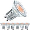 EACLL Lampadina LED GU10 bianca super calda 2200 K, 3,5 W, sostituisce alogena 50 W, confezione da 6, 300 lm, non dimmerabile, proiettore senza sfarfallio, ampio fascio 360 gradi, Par16 AC 230 V