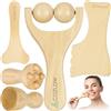 COZLOW Gua Sha - Set di 5 strumenti per massaggio facciale in legno, kit per massaggio viso, drenaggio linfatico, cura della pelle e anti-invecchiamento