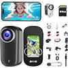 Veralyxa Body Cam, POV Camera 4K, Mini Action Cam WiFi 64G, Telecamera Moto con Batteria da 1200 mAh(240min), Mini Camera Impermeabile IP65, Compatta Telecamera per Moto Vlogging