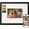 Americanflat Cornice digitale WiFi da 10,1 in vera cornice opaca 15 x 18 - Touchscreen, invia foto e video tramite l'app Frameo - da parete o da tavolo - Regalo per nonni - Nero