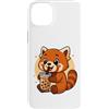 Cute Kawaii Red Panda Drinks Boba Bubble Custodia per iPhone 14 Plus Cute Red Panda Kawaii Anime Bere Bubble Tea Ragazza Bambini