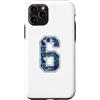 Navy Silver White Number Grunge Sports J Custodia per iPhone 11 Pro Numero 6 Navy Argento Bianco Grunge Player Jersey Fan