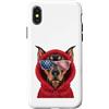Doberman Puppy Lover PS Custodia per iPhone X/XS Patriot Doberman Closeup Portrait US Flag Occhiali da sole