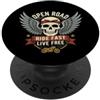 Open Freedom Rider Road Skull Two Wheels Vintage Biker Skull Moto Rider Open Retro Road Emblem PopSockets PopGrip Adesivo