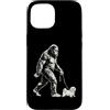 Vintage Bigfoot and Maltese Cryptid Humo Custodia per iPhone 15 Bigfoot Walking - Girello maltese divertente per cani