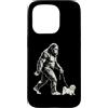 Vintage Bigfoot and Maltese Cryptid Humo Custodia per iPhone 15 Pro Bigfoot Walking - Girello maltese divertente per cani