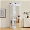 VEVOR Porta Scorrevole a Soffietto da 914 x 2134 x 35 mm, in MDF con Ante Scorrevoli a Soffietto in Vetro Temperato e Kit Ferramenta, Pannelli di Porta Preassemblati per Camera da Letto, Guardaroba