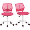 MEUBLE COSY Sedia da Ufficio Set di 2, Sedia Scrivania Girevole Regolabile in Altezza, Senza Braccioli, con Ruote per Computer, Studio e Cameretta, Rosa