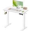 VASAGLE Scrivania Regolabile in Altezza Elettrica, Scrivania per Computer, Promemoria per Sedentarietà, Funzione Memoria con 4 Altezze, per Ufficio, 80 x 50 cm, Bianco Nuvola LSD308WZ03