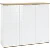 COMPOSAD | Scarpiera della Linea MUNDI con 3 Ante, Mobile Scarpiera da Ingresso, Scarpiera Bianca, (LxAxP) 120x102,30x35 cm, Colore Rovere e Bianco Laccato, Made in Italy
