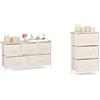 Relaxdays Mobiletto con 5 Cassetti, Cassettiera, Acciaio, Beige, HxLxP: 54,5 x 100 x 30 cm & Mobiletto con 3 Cassetti, Cassettiera, Acciaio, Beige, HxLxP: 73 x 45 x 30 cm