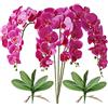 FagusHome Fiori artificiali Phalaenopsis da 81,3 cm, 4 pezzi con 2 fasci di foglie, orchidea artificiale, piante a stelo per la decorazione della casa (viola)